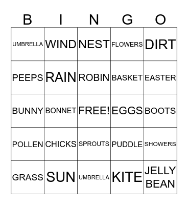 SPRINGTIME Bingo Card