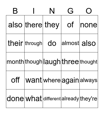 Daniel's Sight Words Bingo Card