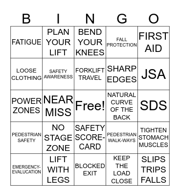 SAFETY BINGO Card