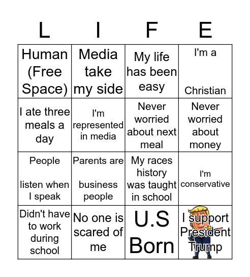 Bingo of Life Bingo Card