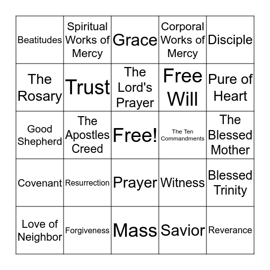 FAITH Bingo Card