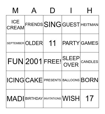 BIRTHDAY BINGO Card