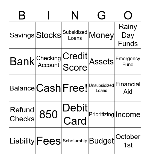 $Financial Literacy Bingo$ Bingo Card