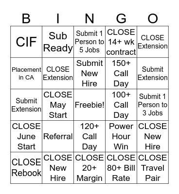 Recruiter BINGO Card