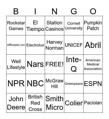 Lyris Name Drop Bingo Card