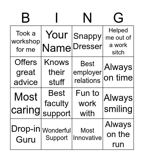 Thank you for...Bingo Card