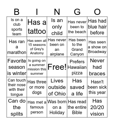 Find Someone Who... Bingo Card