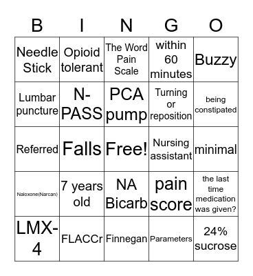 Bingo Pain Edition Bingo Card