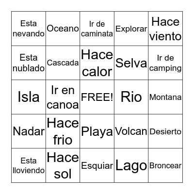 Test Review Bingo Card