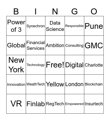 Synechron Bingo Card