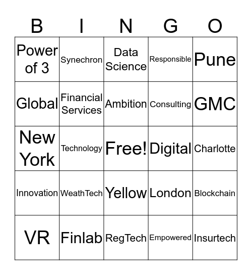 Synechron Bingo Card