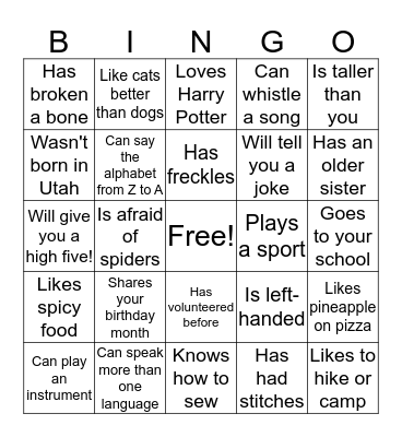 Find someone who... Bingo Card