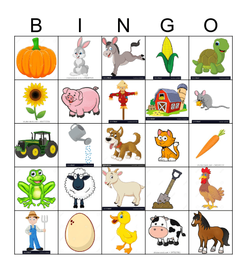 Barnyard Bingo Card