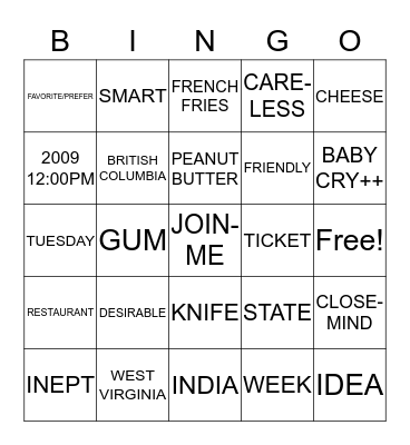 American Sign Language II Review Bingo Card