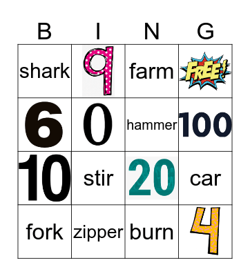 NUMBER BINGO Card