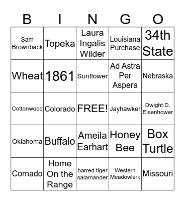 Kansas Day Bingo Card