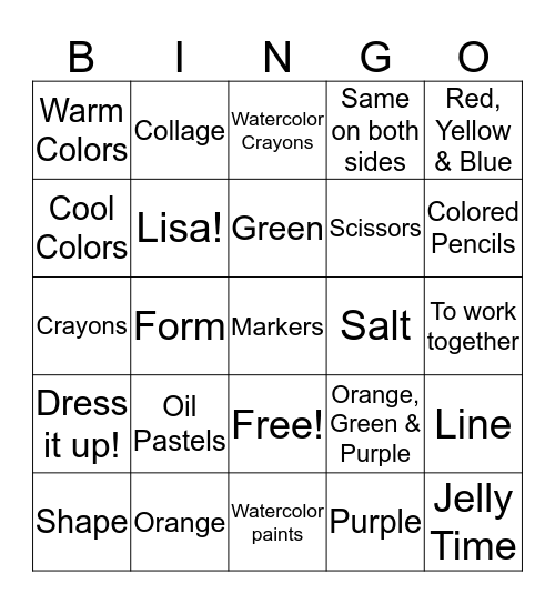 Art Bingo (S) Bingo Card