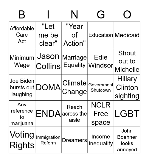 SOTU  Bingo Card