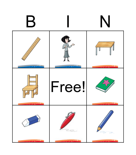 school Objects Bingo Card