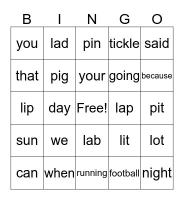 Spelling Word Bingo April 22nd-26th Bingo Card