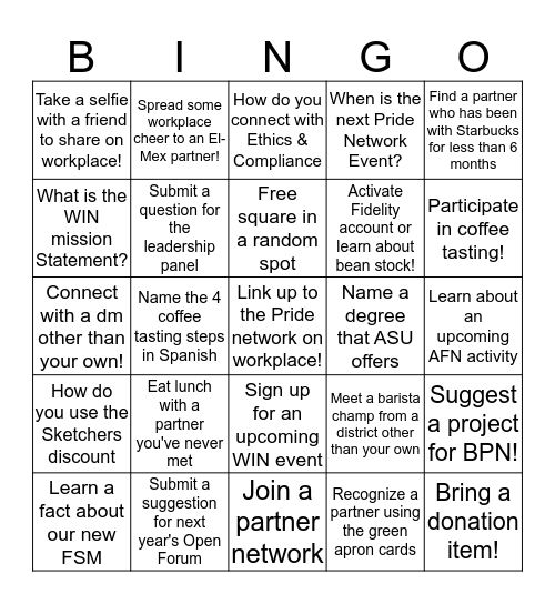 A122 FY19 Open Forum! Bingo Card