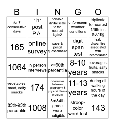FLEX Study Bingo Card