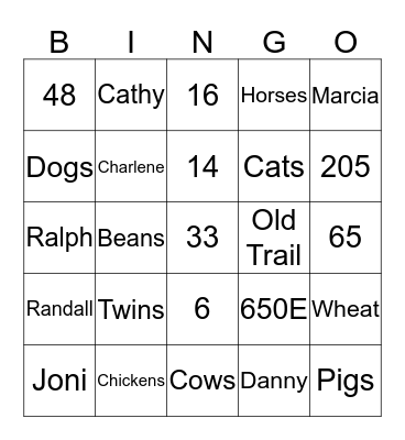 Grandma's 90 Bingo Card