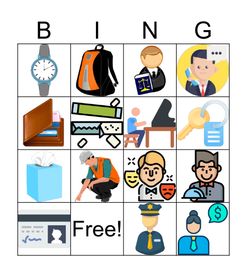 THINGS AND JOBS Bingo Card