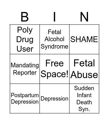 FETAL ABUSE Bingo Card