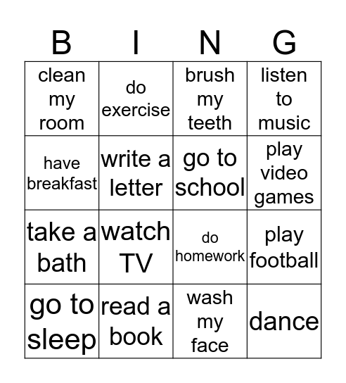 When? / What time? Bingo Card