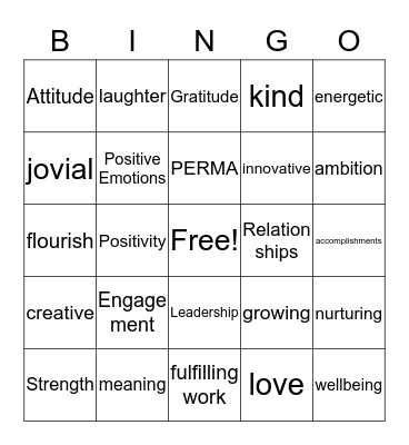 Wellbeing and Resilience Bingo Card