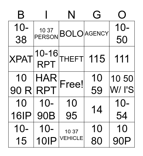 DISPATCHER BINGO (LAW)  Bingo Card