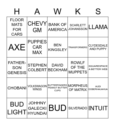 SUPERBOWL 2014 Bingo Card