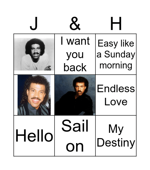 Lionel Richie Bingo Card