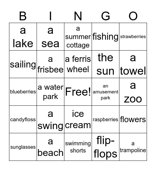 Summer Bingo Card