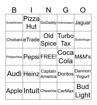 Superbowl Bingo 2014 Bingo Card