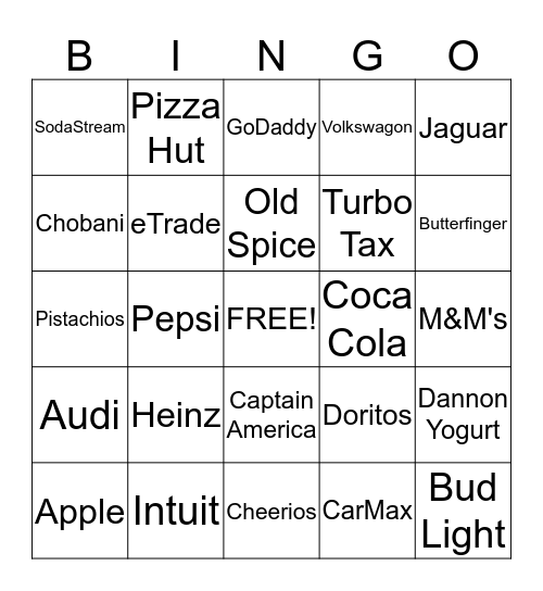 Superbowl Bingo 2014 Bingo Card