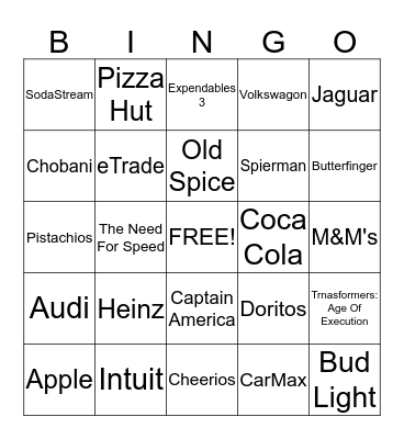 Superbowl Bingo 2014 Bingo Card