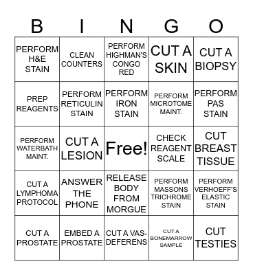 PATHOLOGY TECHS Bingo Card