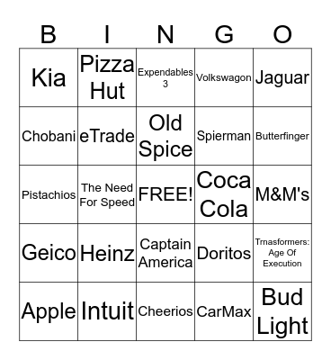 Superbowl Bingo 2014 Bingo Card