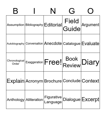 RIT 201-210 A-F Bingo Card