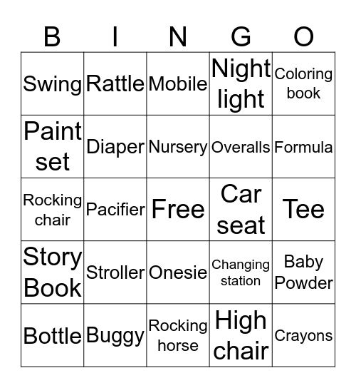 Beth and Ben's Shower Bingo Card
