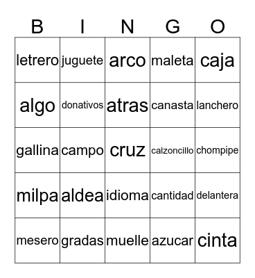 Spanish 3 Bingo Card