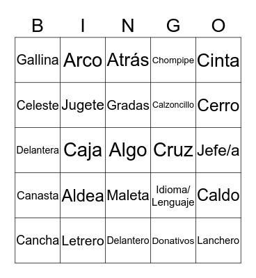 Spanish Bingo Card