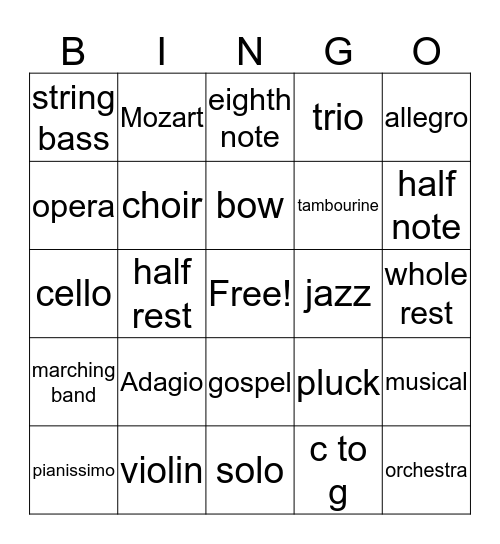 MUSICAL TERMS Bingo Card