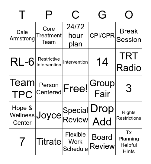 TPC BINGO Card