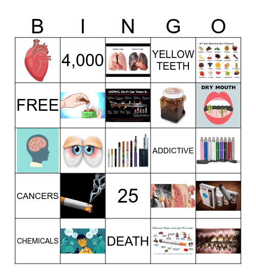 TOBACCO/ E CIGS Bingo Card