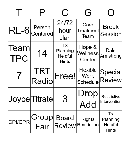 TPC BINGO Card