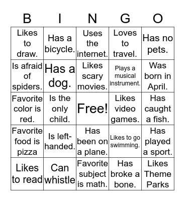 Find someone who.. Bingo Card