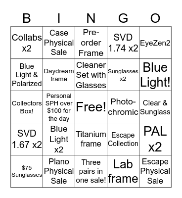 BOGO BINGO! Bingo Card